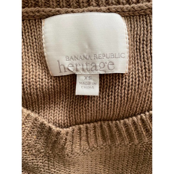 Banana Republic Heritage Womens Crew Neck Knit Sweater Long Sleeve Size XS Tan - Picture 5 of 7